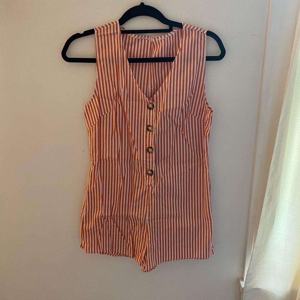 Orange Striped Romper